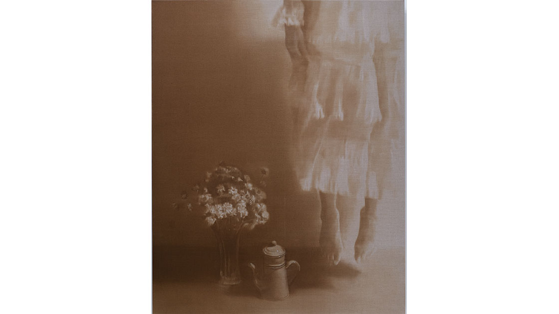 "Untitled (coffee and daisies)," 2020, oil on linen, 152 x 122 cm, courtesy Tweed Regional Gallery