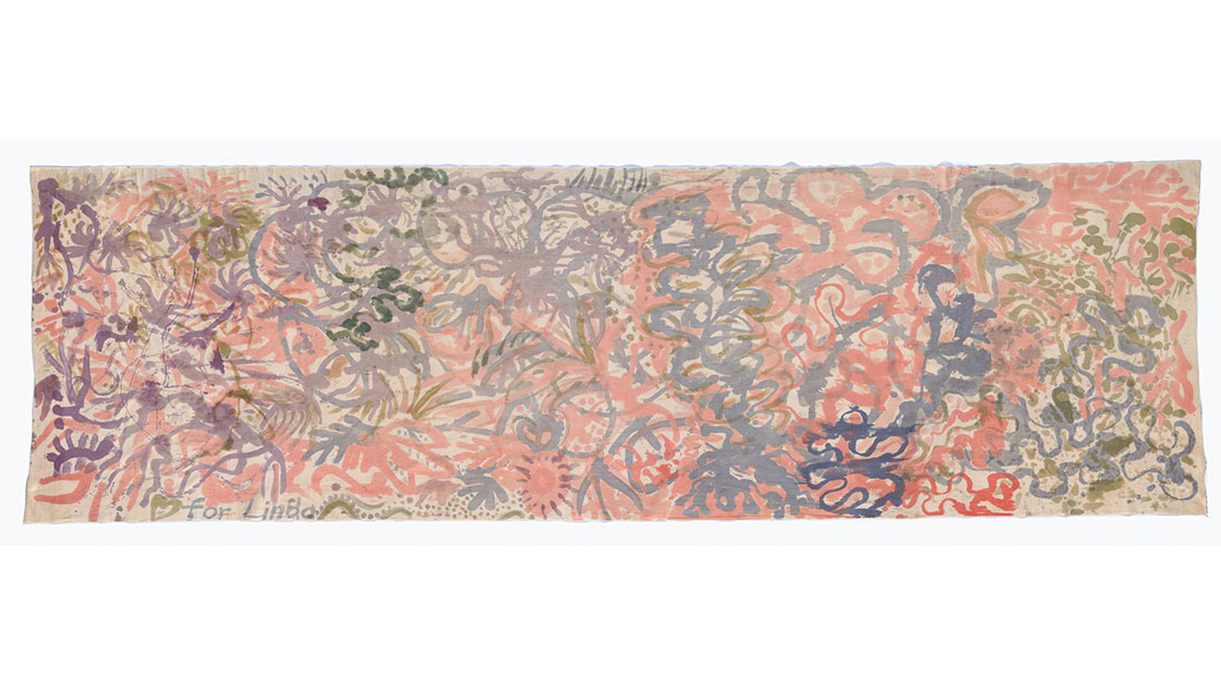 Emily Kame Kngwarreye, "For Linda," 1981, textiles, fabric, painted cotton, 86 x 288.5 cm, National Gallery of Australia, Canberra, purchased 1983, © Emily Kame Kngwarreye/Copyright Agency