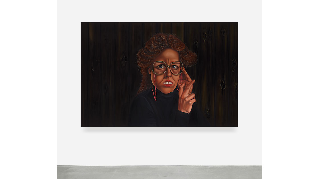 She wrote a book I, 2021, oil on linen, 120 x 180 cm, photographed by Geoff Boccalatte