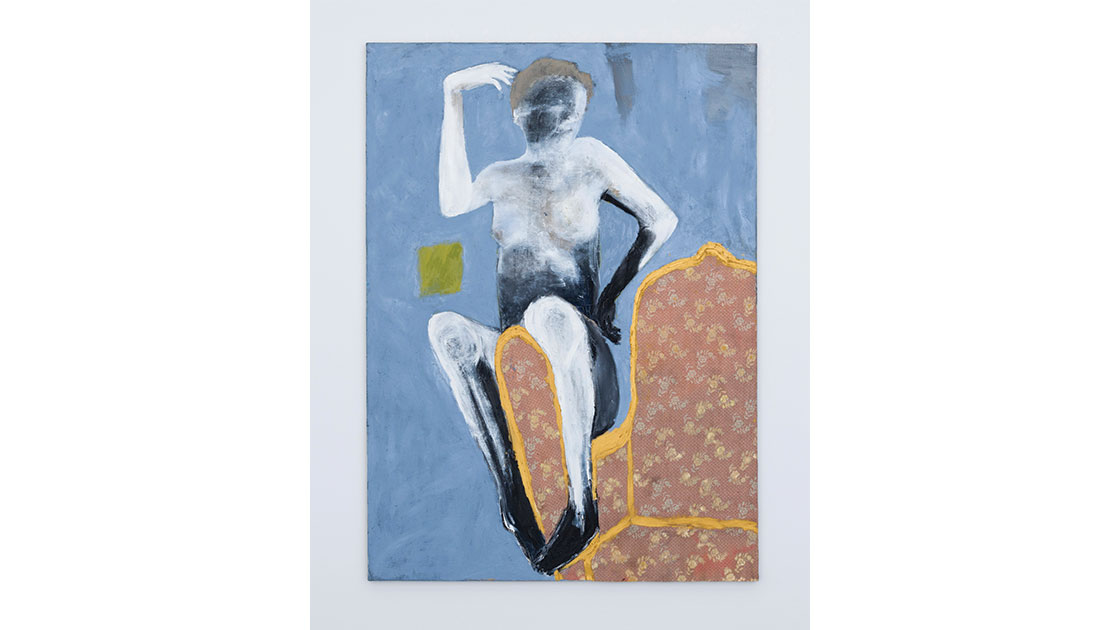 Elizabeth Rankin, "Pose," oil, wax and collage on linen