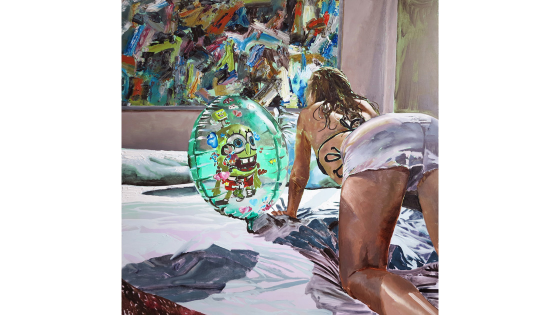 Fierce bulls fall to the ground, 2014, oil on board, 91 x 132cm Fierce bulls fall to the ground, 2014, oil on board, 91 x 132cm