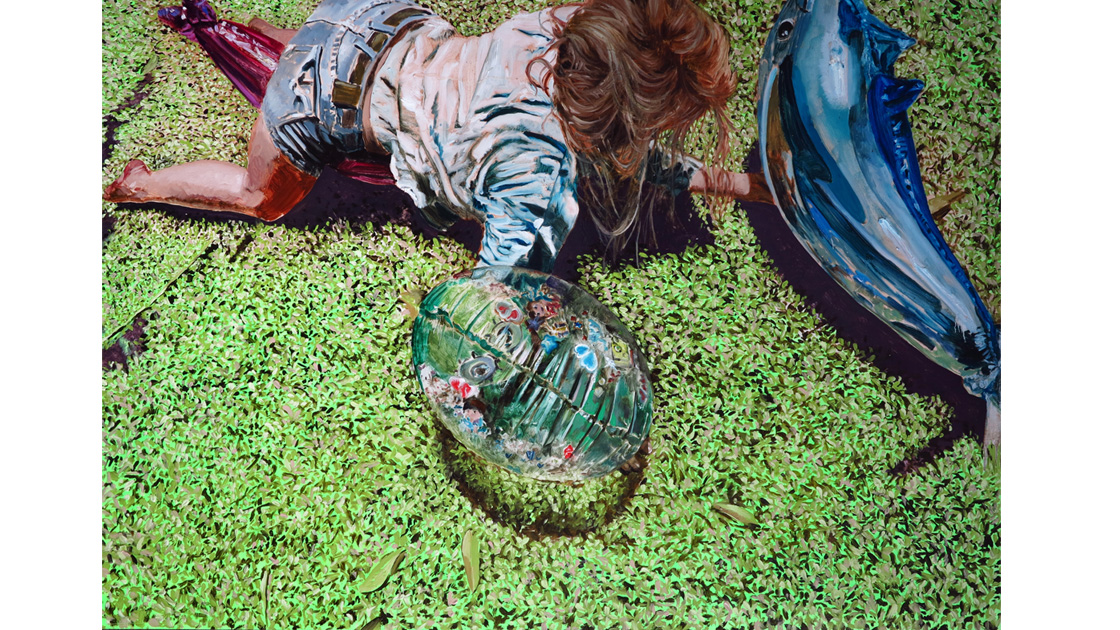 Fire doesn't burn them, 2014, oil on board, 91 x 132cm Fire doesn't burn them, 2014, oil on board, 91 x 132cm